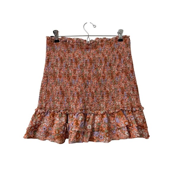Veronica Beard Melodie Multicolor Floral Smocked Ruffle Mini Skirt Womens Size 4 - Picture 1 of 5